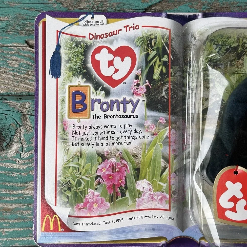 Ty Bronty Beanie Baby‎ Mcdonald's Dinosaur Trio Collection 2000 Retired Rare NOS